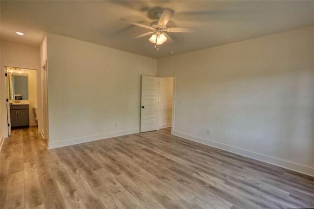 460 Ridge Point Dr, Monticello, GA 31064 - spare room featuring ceiling fan, baseboards, wood finished floors, and recessed lighting