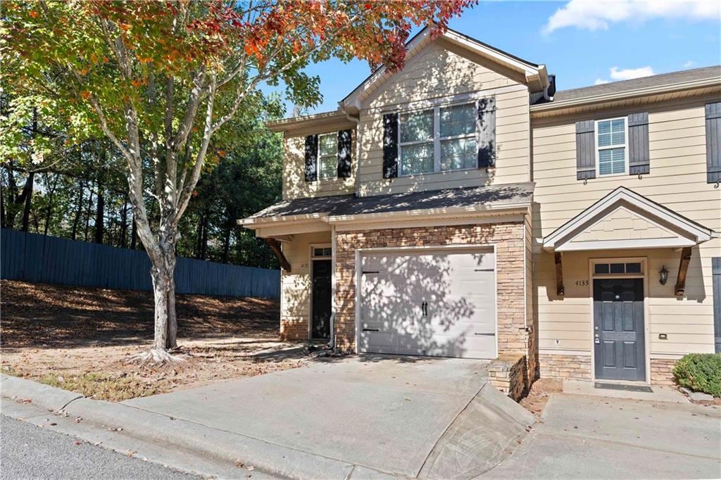 view of front property with a garage