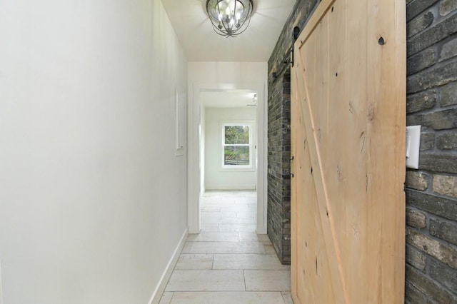 corridor with a barn door