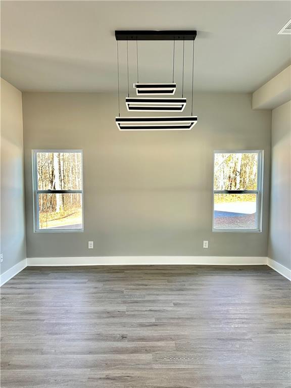 spare room with plenty of natural light and wood-type flooring