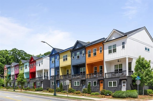 view of building exterior featuring a residential view