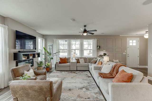 living room featuring light wood-type flooring