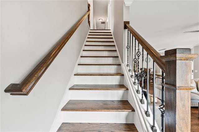 435 Ruby Forest Pkwy, Suwanee, GA 30024 - stairs with wood finished floors