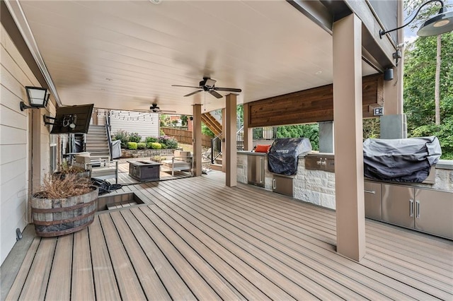 435 Ruby Forest Pkwy, Suwanee, GA 30024 - deck with stairway and a ceiling fan