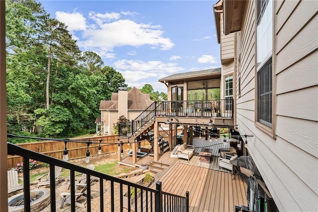 435 Ruby Forest Pkwy, Suwanee, GA 30024 - wooden terrace featuring stairway and a fenced backyard