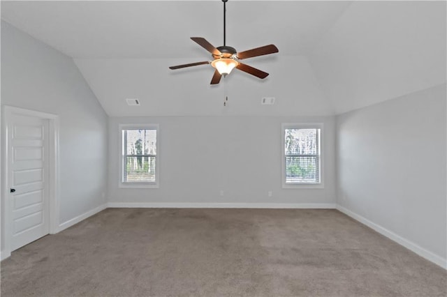 149 Elkins Blvd, Locust Grove, GA 30248 - carpeted empty room with ceiling fan and lofted ceiling