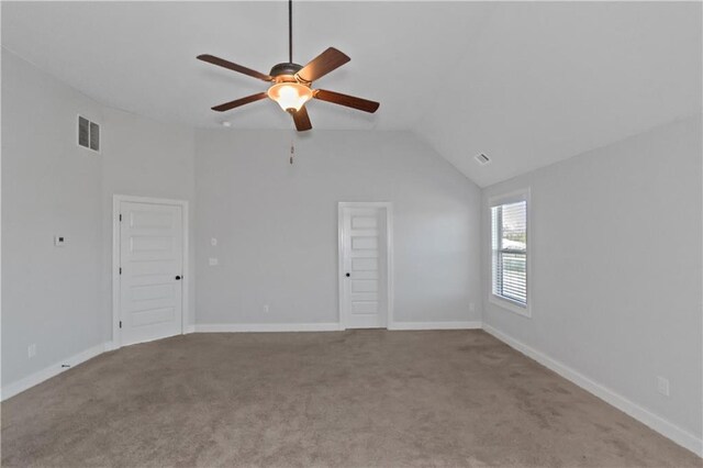 149 Elkins Blvd, Locust Grove, GA 30248 - unfurnished living room with lofted ceiling, light carpet, and ceiling fan