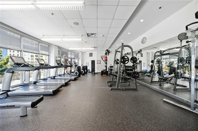 44 Peachtree Pl NW Unit 528, Atlanta, GA 30309 - workout area with visible vents and a drop ceiling