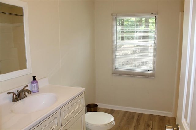576 Nichols Rd, Pendergrass, GA 30567 - bathroom featuring vanity, toilet, wood finished floors, and a shower