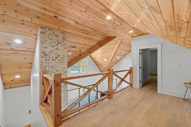 441 Pumpkinvine Rd, Acworth, GA 30101 - additional living space featuring lofted ceiling, recessed lighting, wood-type flooring, wooden ceiling, and baseboards