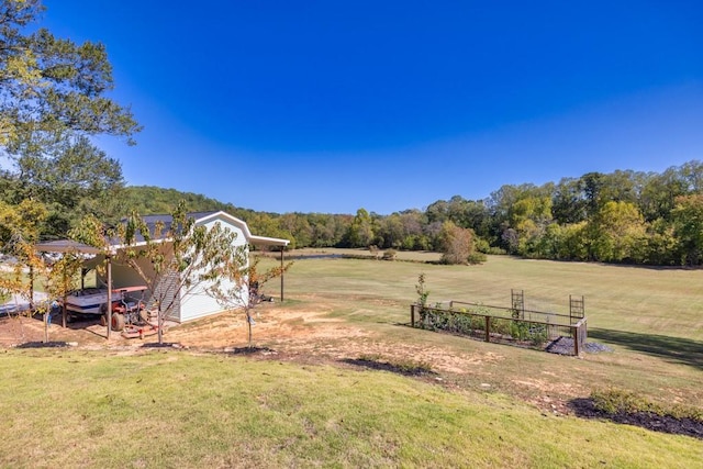 441 Pumpkinvine Rd, Acworth, GA 30101 - view of yard featuring an attached carport, a rural view, and an outbuilding