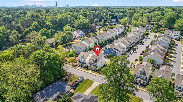 aerial view with a view of trees and a residential view