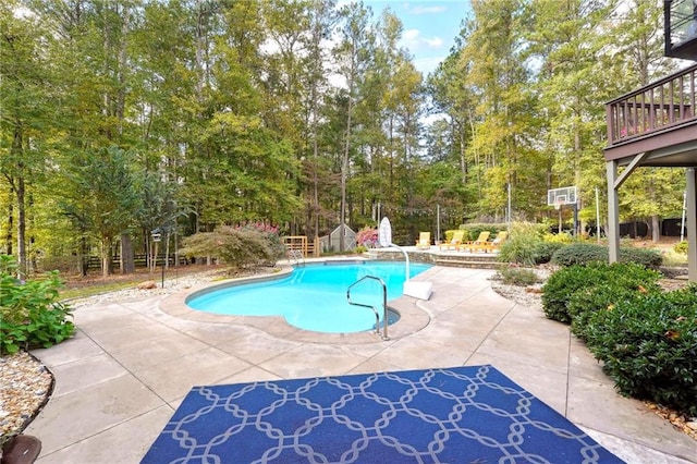 pool with a patio