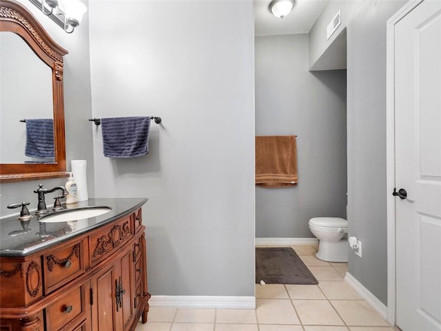 bathroom with tile patterned floors, vanity, and toilet