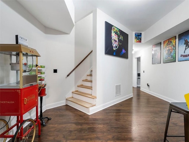 interior space with dark hardwood / wood-style flooring