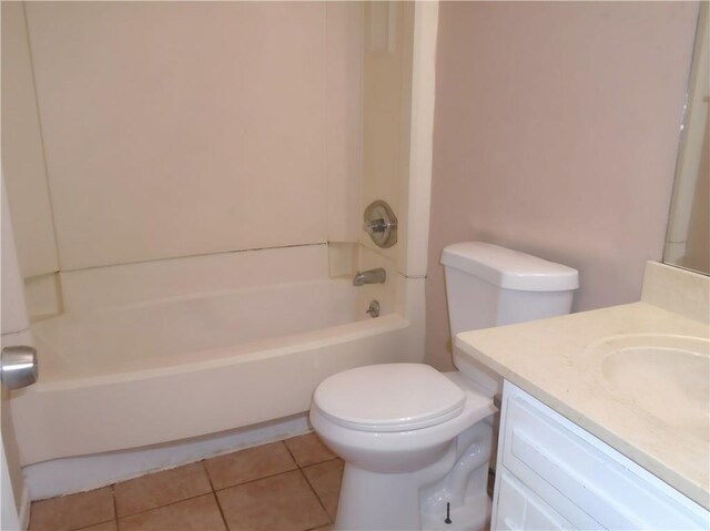 full bathroom featuring tile patterned floors, vanity, shower / bathing tub combination, and toilet