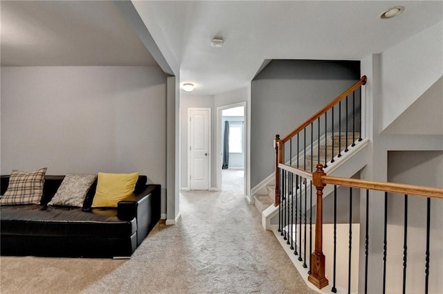 3351 Vintage Cir SE, Smyrna, GA 30080 - corridor with carpet floors, baseboards, and stairway