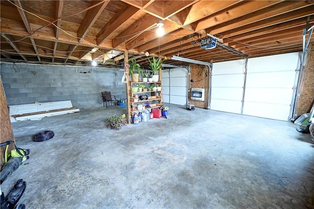 garage with a garage door opener