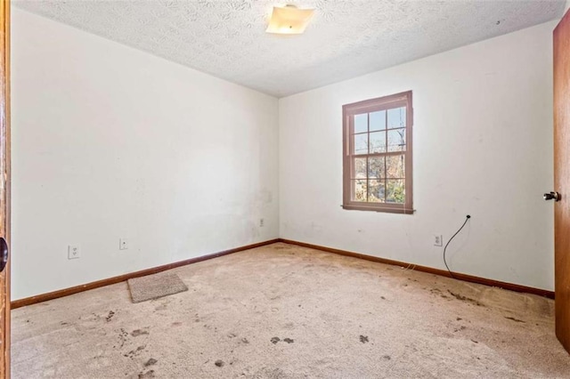 spare room with light carpet and a textured ceiling