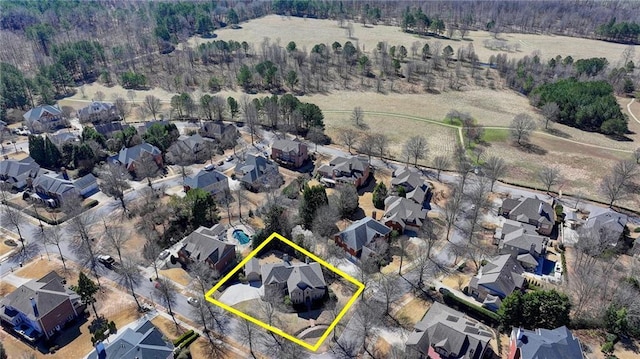 bird's eye view with a residential view