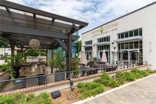 exterior space featuring a pergola