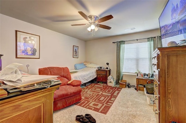 bedroom with carpet and ceiling fan