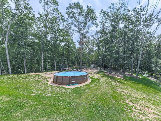 1170 Upper Sweetwater Trl SE, White, GA 30184 - view of yard with an outdoor pool and a wooded view