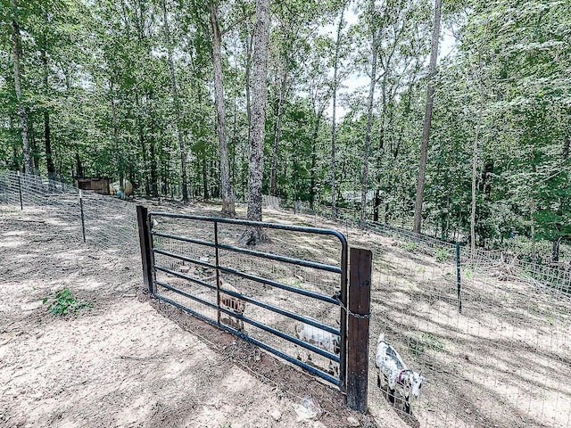 1170 Upper Sweetwater Trl SE, White, GA 30184 - view of gate featuring fence and a forest view