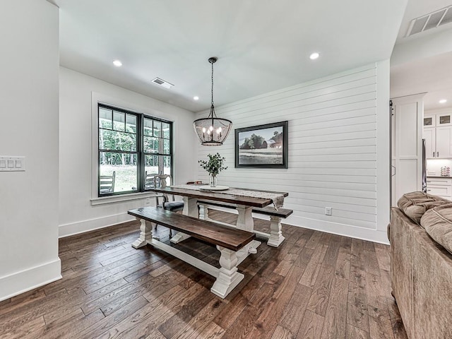 1170 Upper Sweetwater Trl SE, White, GA 30184 - dining area with dark wood-style floors, visible vents, and a chandelier