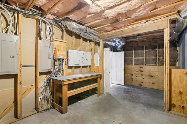 basement with electric panel