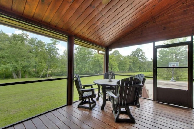 311 Bailey Farm Ln, Mineral Bluff, GA 30559 - sunroom / solarium with outdoor dining area and lofted ceiling