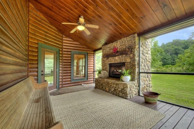 311 Bailey Farm Ln, Mineral Bluff, GA 30559 - sunroom featuring vaulted ceiling