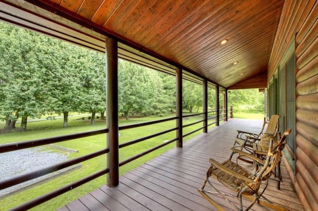 311 Bailey Farm Ln, Mineral Bluff, GA 30559 - wooden terrace featuring a yard