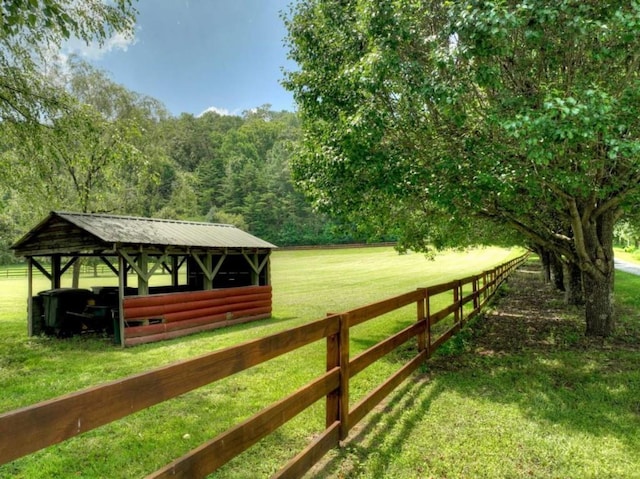 311 Bailey Farm Ln, Mineral Bluff, GA 30559 - view of yard with an exterior structure, an outbuilding, and a wooded view