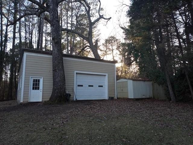 view of garage