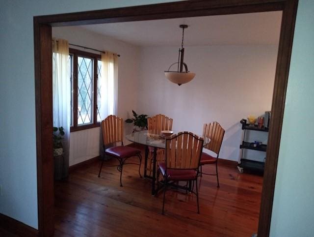 dining space featuring dark hardwood / wood-style flooring