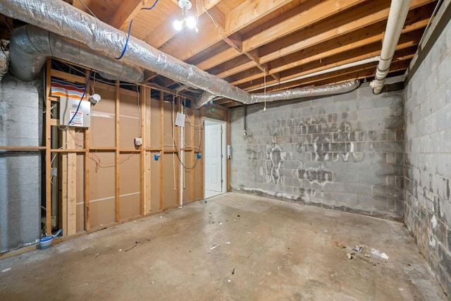 view of unfinished basement