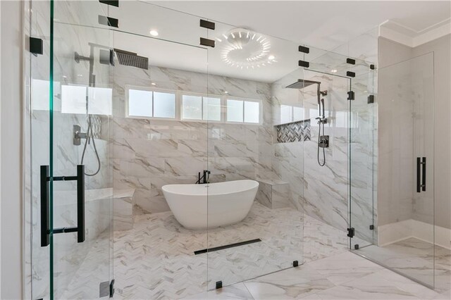 bathroom with independent shower and bath