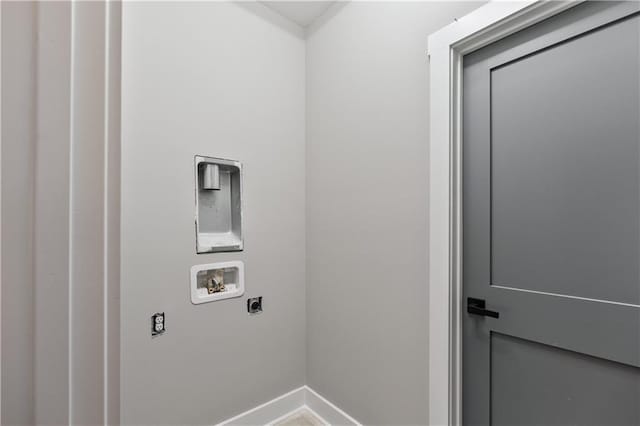 washroom with washer hookup and hookup for an electric dryer