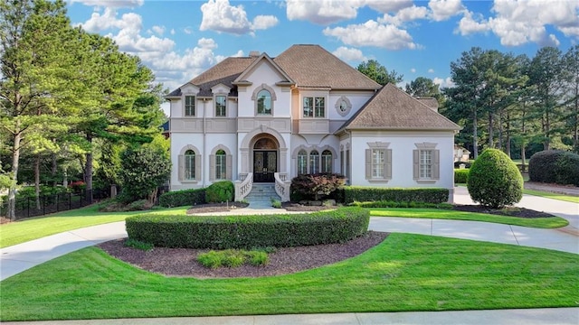 8455 Abingdon Ln, Duluth, GA 30097 - french country inspired facade with french doors and stucco siding