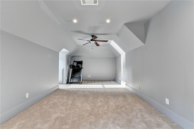 8455 Abingdon Ln, Duluth, GA 30097 - bonus room featuring carpet flooring, a ceiling fan, lofted ceiling, and recessed lighting