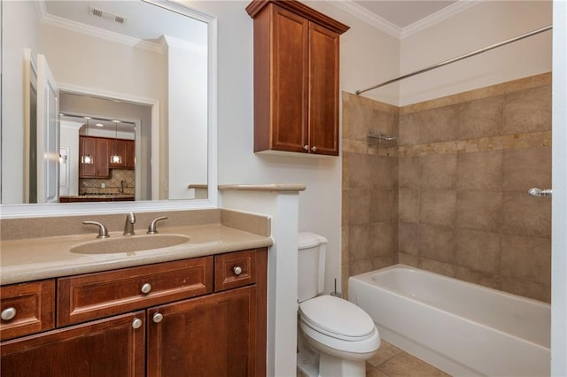 825 Highland Ln NE Unit 1116, Atlanta, GA 30306 - bathroom with ornamental molding, vanity, washtub / shower combination, and tile patterned flooring