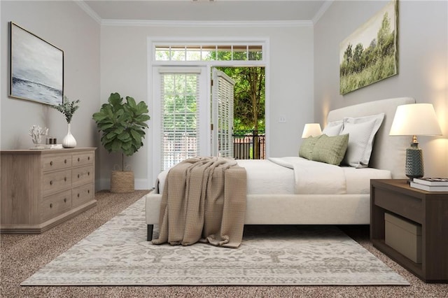 825 Highland Ln NE Unit 1116, Atlanta, GA 30306 - carpeted bedroom featuring access to outside and crown molding