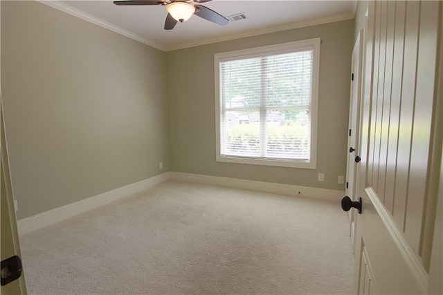 1520 Camden Cove Dr, Cumming, GA 30040 - unfurnished room with light colored carpet, ornamental molding, baseboards, and ceiling fan