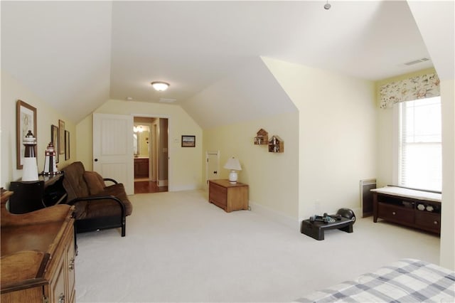 1520 Camden Cove Dr, Cumming, GA 30040 - carpeted bedroom featuring lofted ceiling