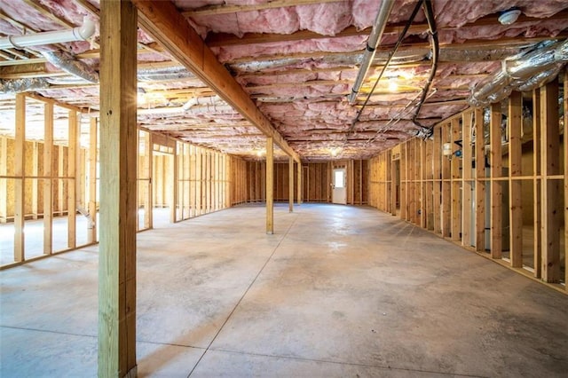 view of unfinished basement