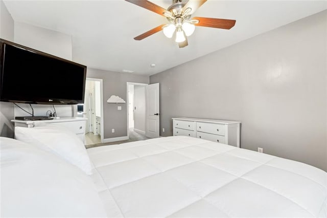 bedroom featuring ceiling fan