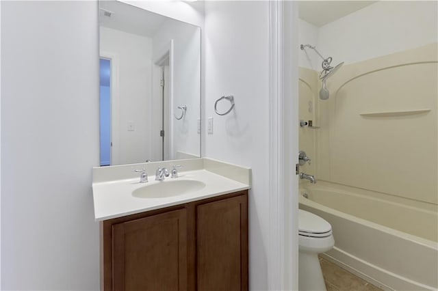 3690 Dalwood Dr, Suwanee, GA 30024 - full bathroom with vanity, washtub / shower combination, tile patterned flooring, and toilet