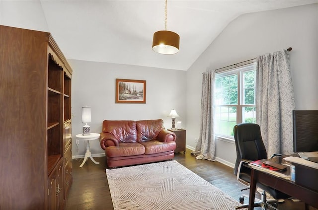1610 Trellis Xing, Alpharetta, GA 30004 - home office featuring lofted ceiling and dark wood-style floors