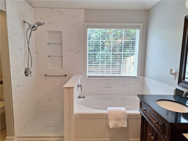 1610 Trellis Xing, Alpharetta, GA 30004 - full bathroom featuring healthy amount of natural light, a bath, vanity, and tiled shower